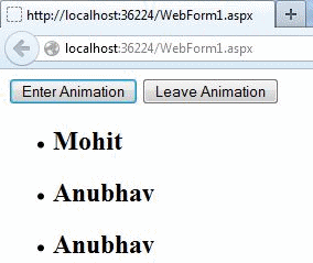 hide and show animation